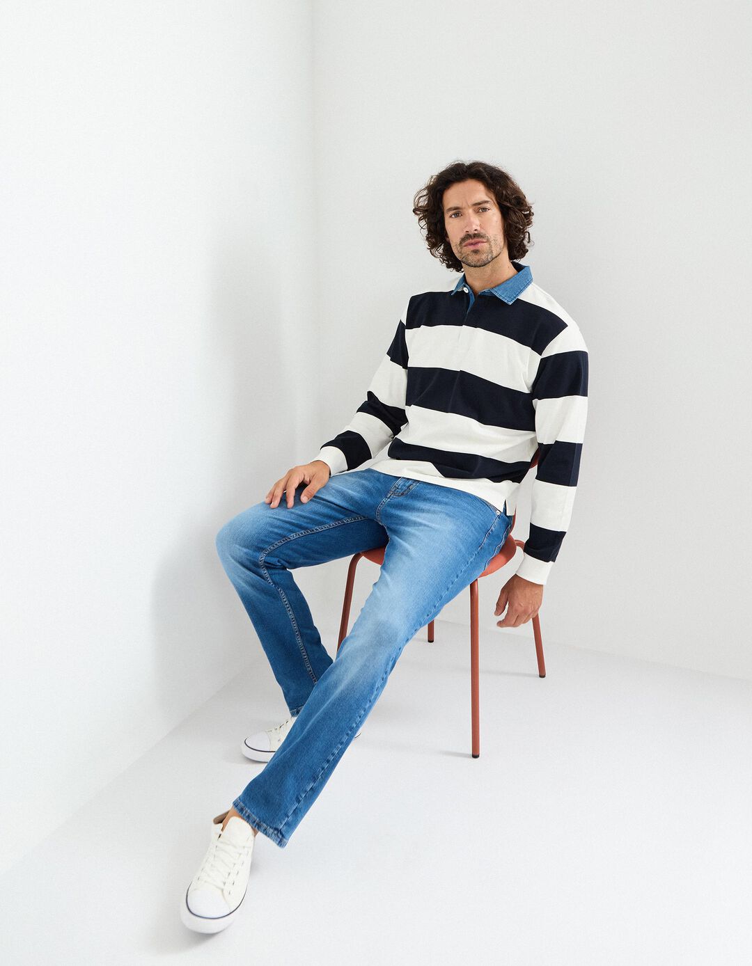 Calças de Ganga 'Tapered Fit', Homem, Azul Claro
