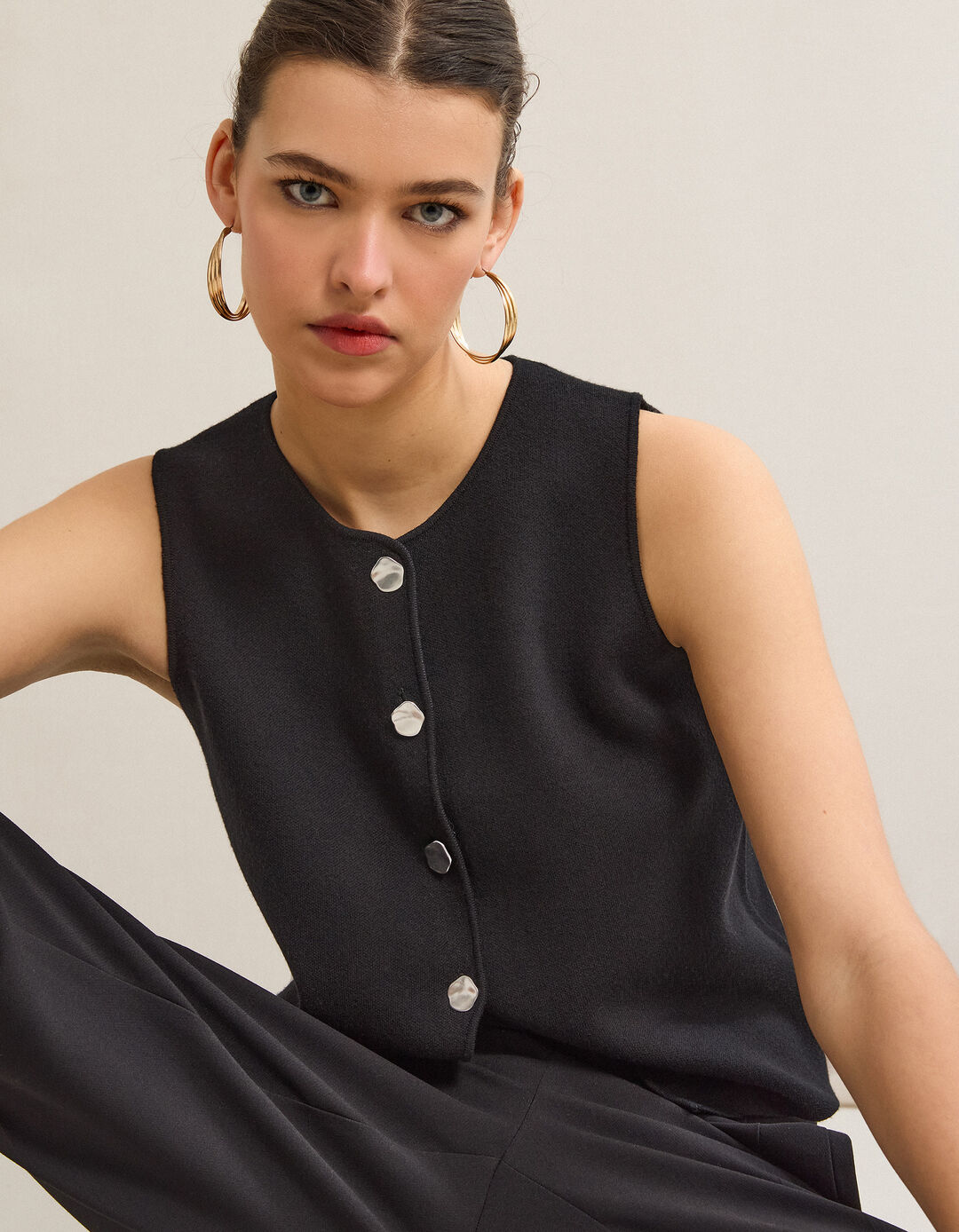 Colete de Malha, Mulher, Preto