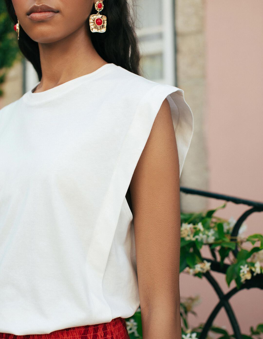T-shirt Manga Cava, Mulher, Branco