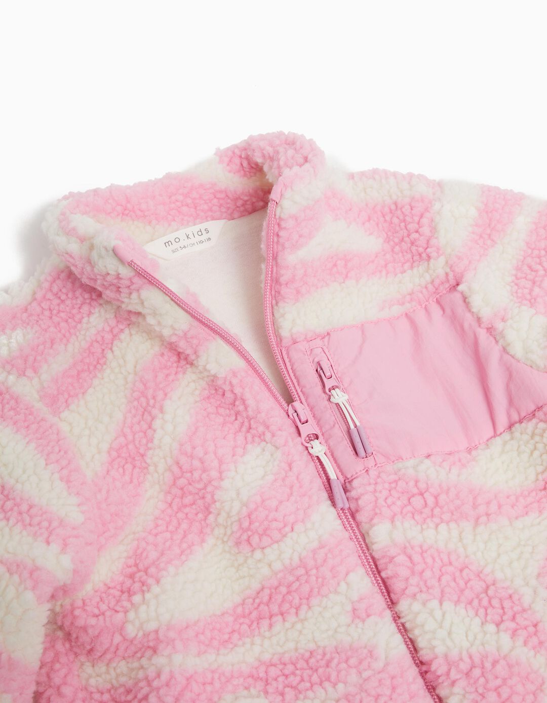Casaco Sherpa Padrão, Menina, Rosa Claro