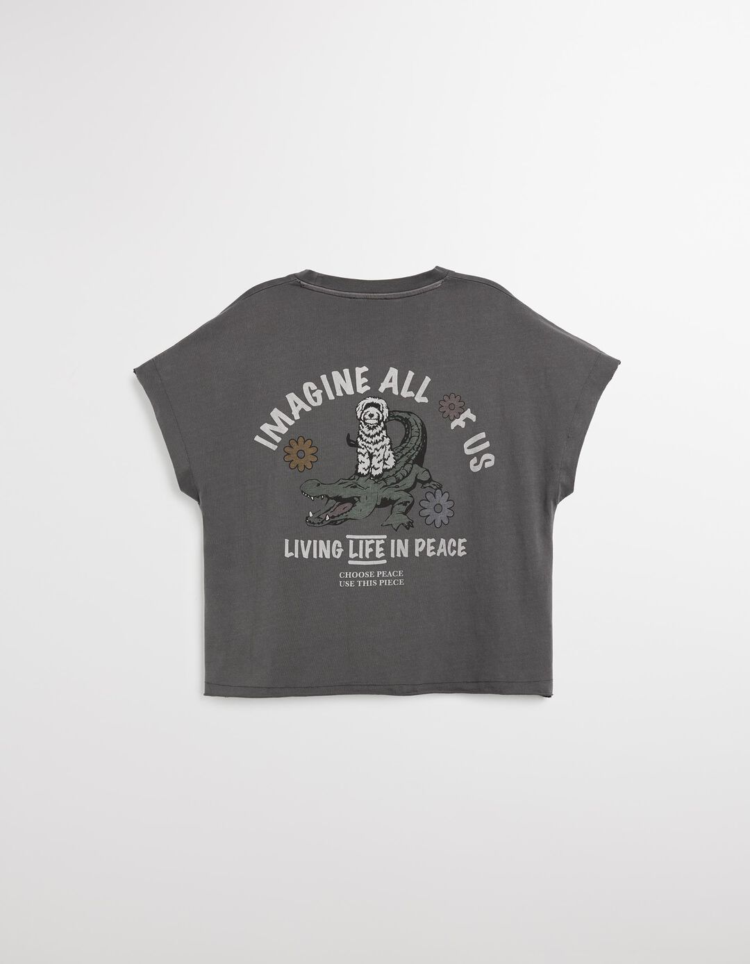 T-shirt 'Peace Language', Mulher, Cinzento Escuro