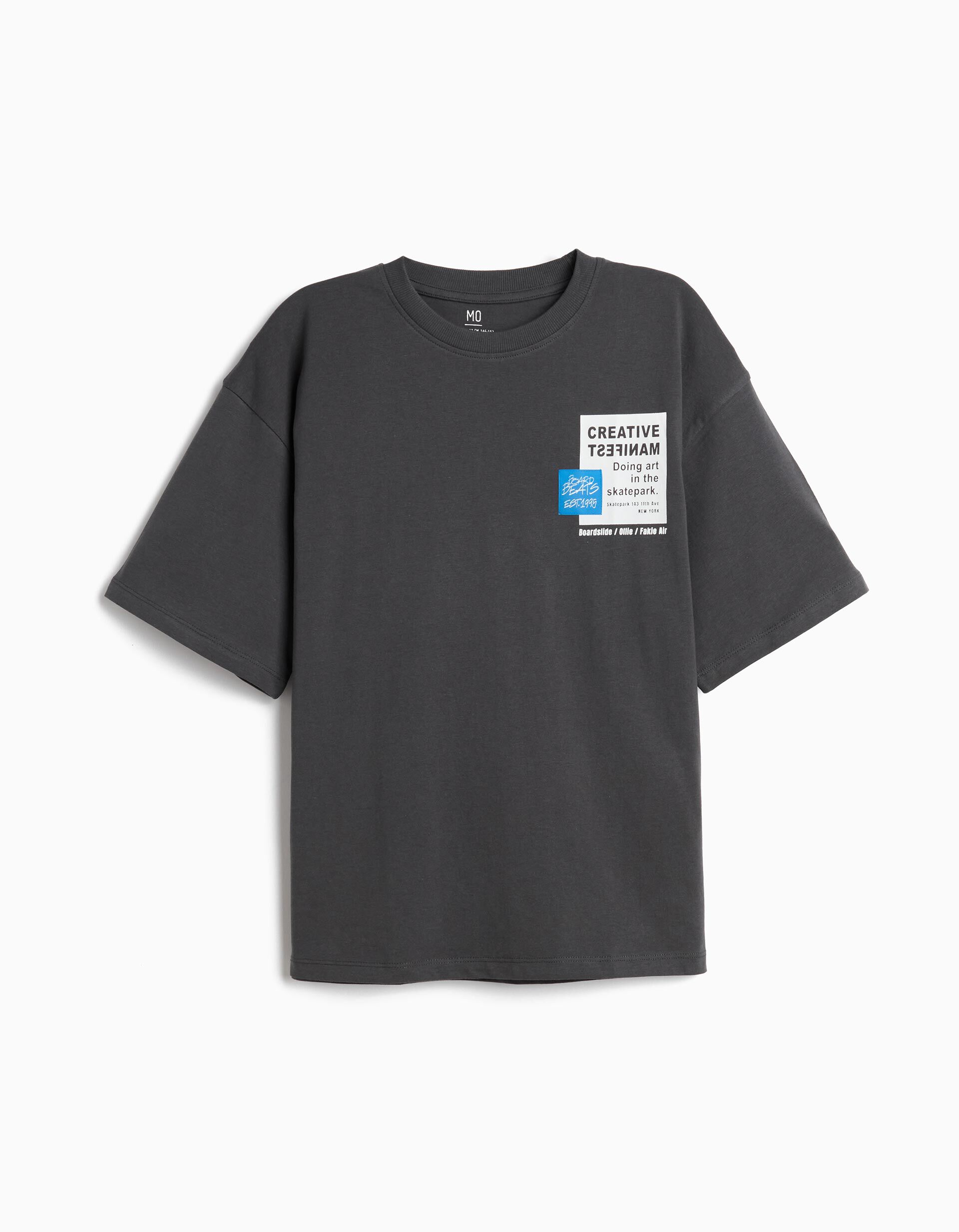 Comprar Online T-shirt Estampada 'Loose Fit', Menino, Cinzento Escuro