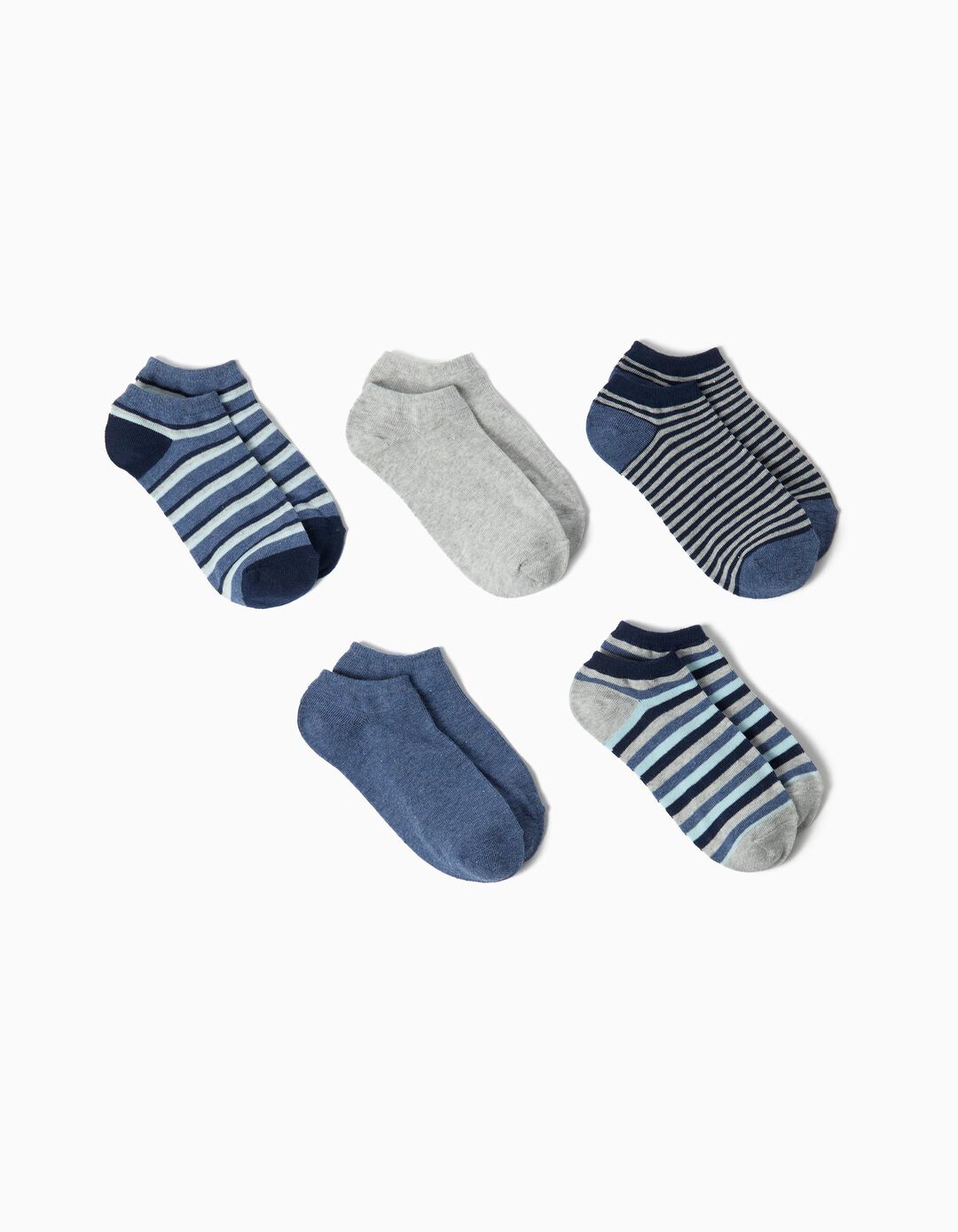 Pack 5 Pares de Meias Tornozelo, Menino, Multicolor