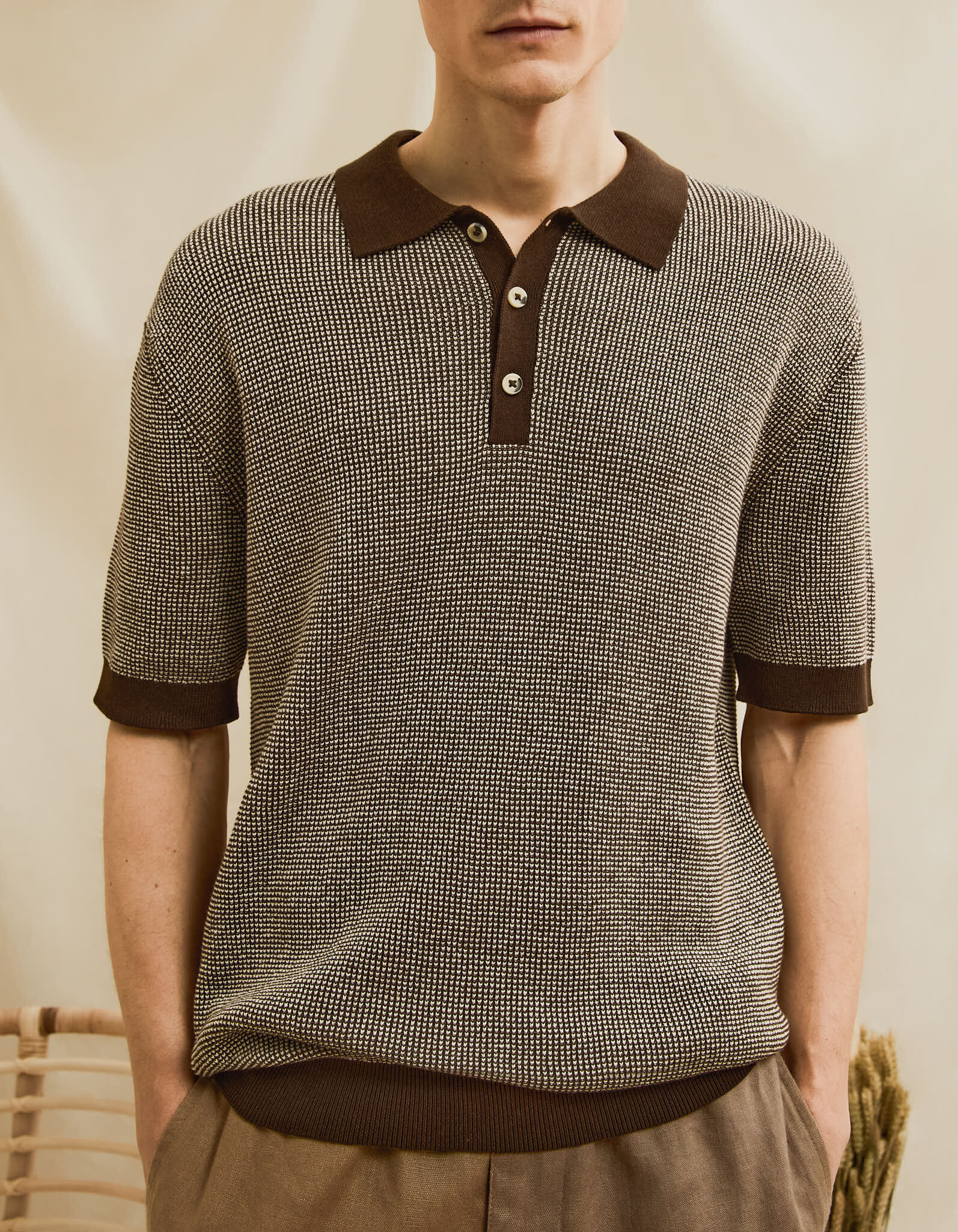 Comprar Online Polo Waffle, Homem, Castanho