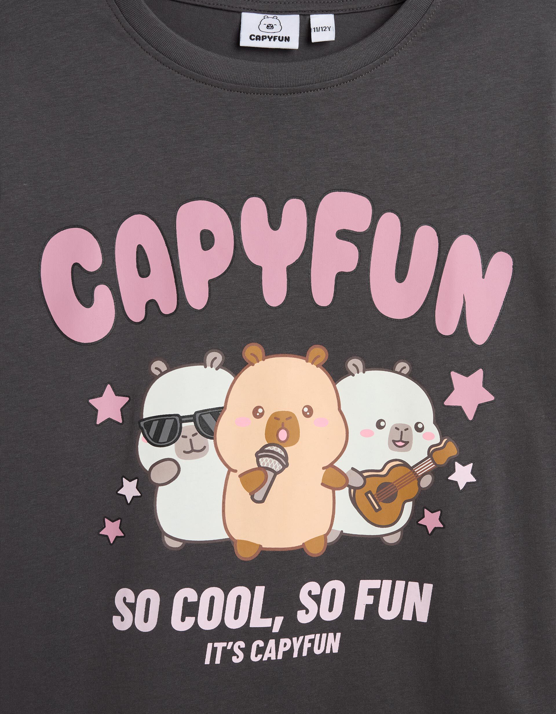 Comprar Online T-shirt 'Capibara Capyfun', Menina, Cinzento Escuro
