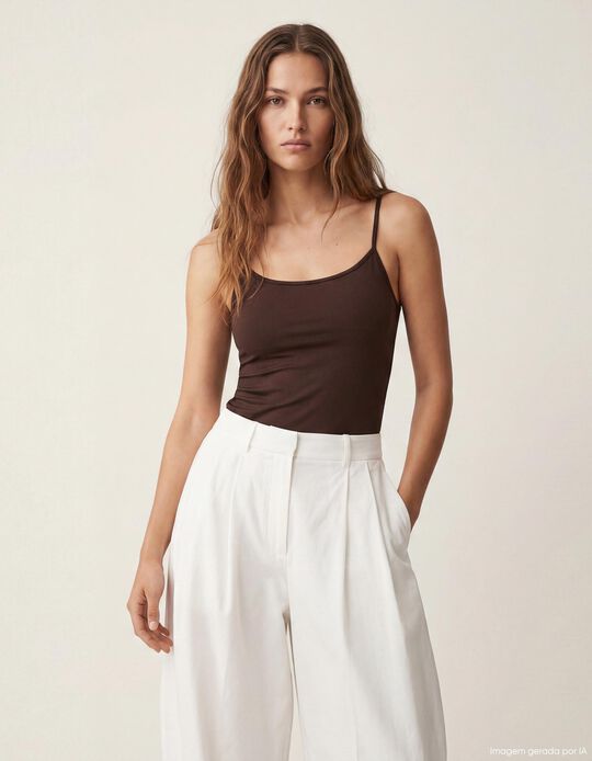 Comprar Online Top de Al&ccedil;as, Mulher, Castanho