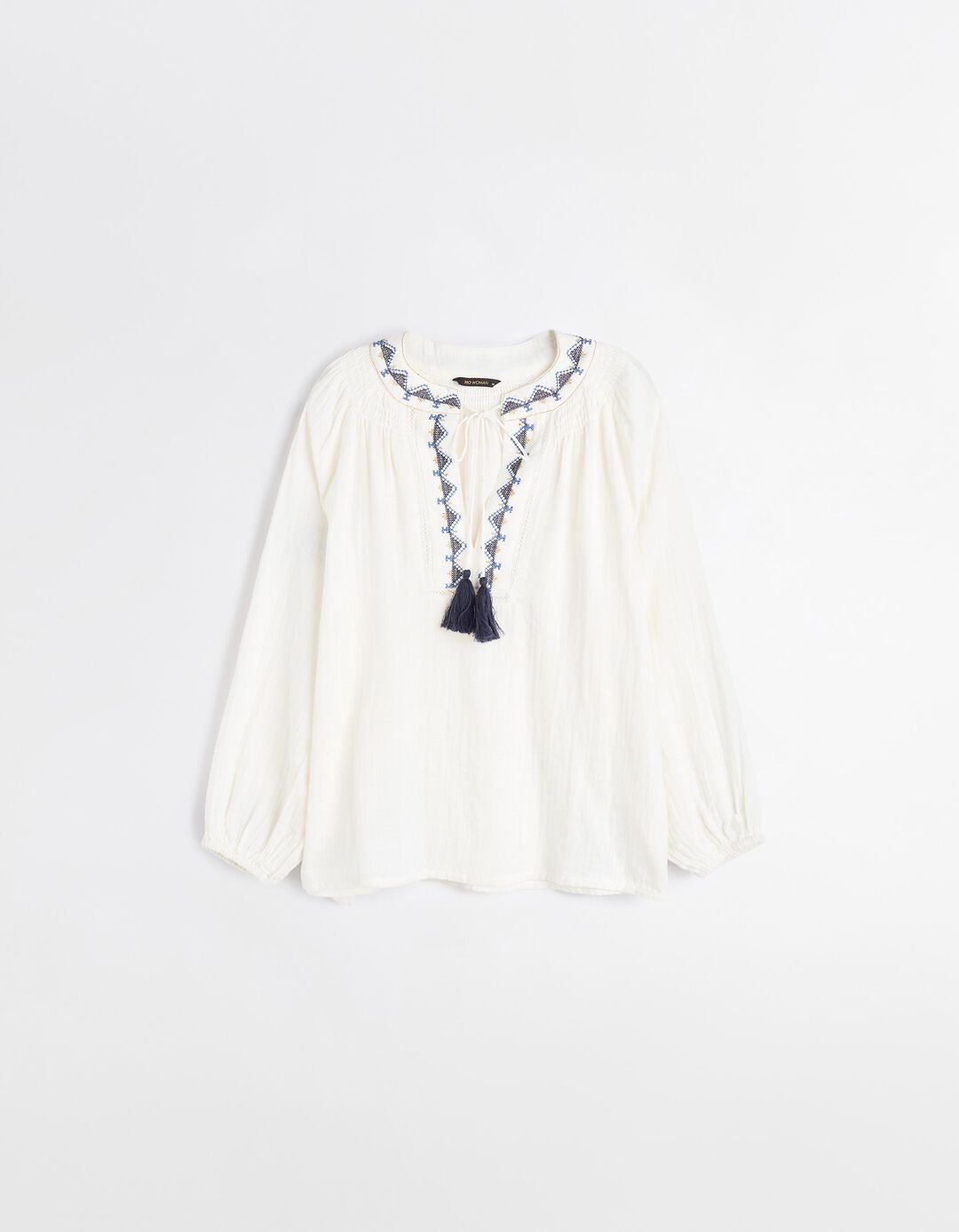Blusa Bordada, Mulher, Bege Claro