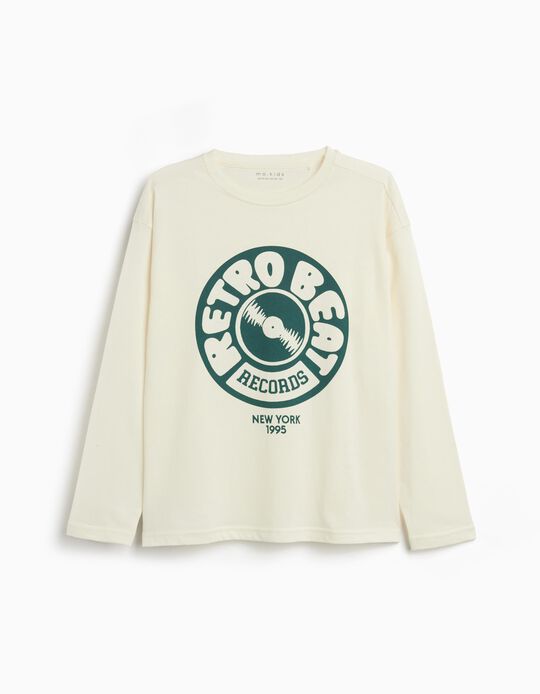 Comprar Online T-shirt de Manga Comprida Estampado, Menino, Cru