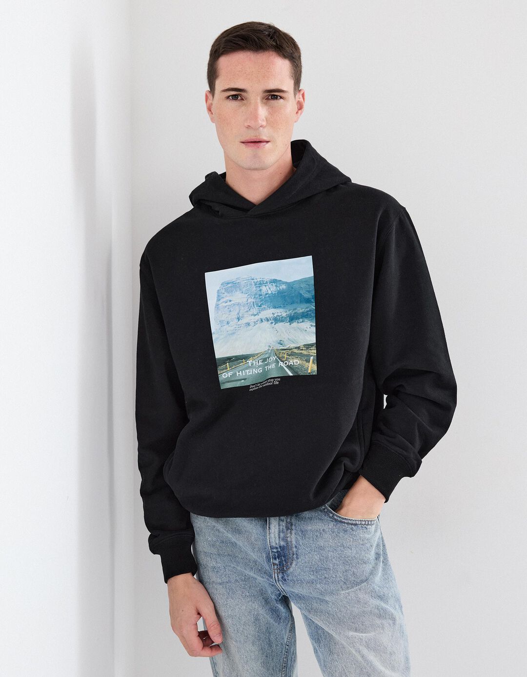 Sweatshirt com Capuz, Homem, Preto