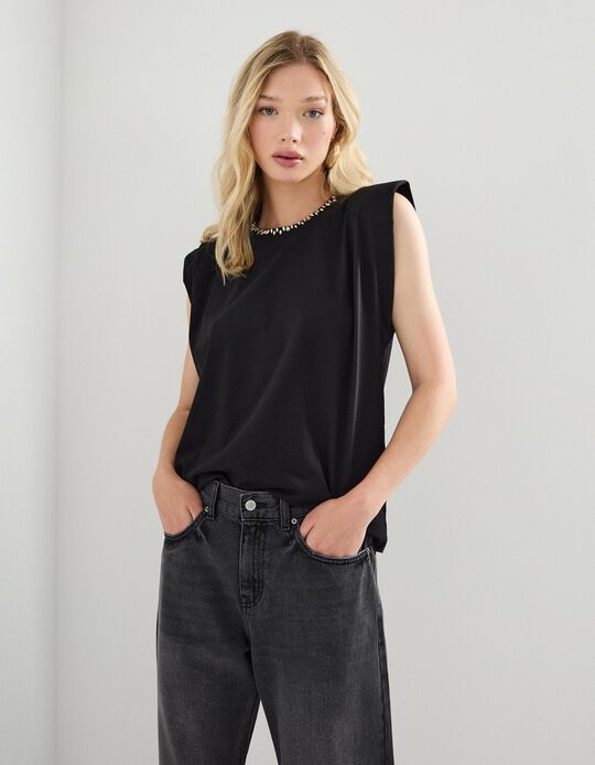 Comprar Online T-shirt sem Mangas, Mulher, Preto