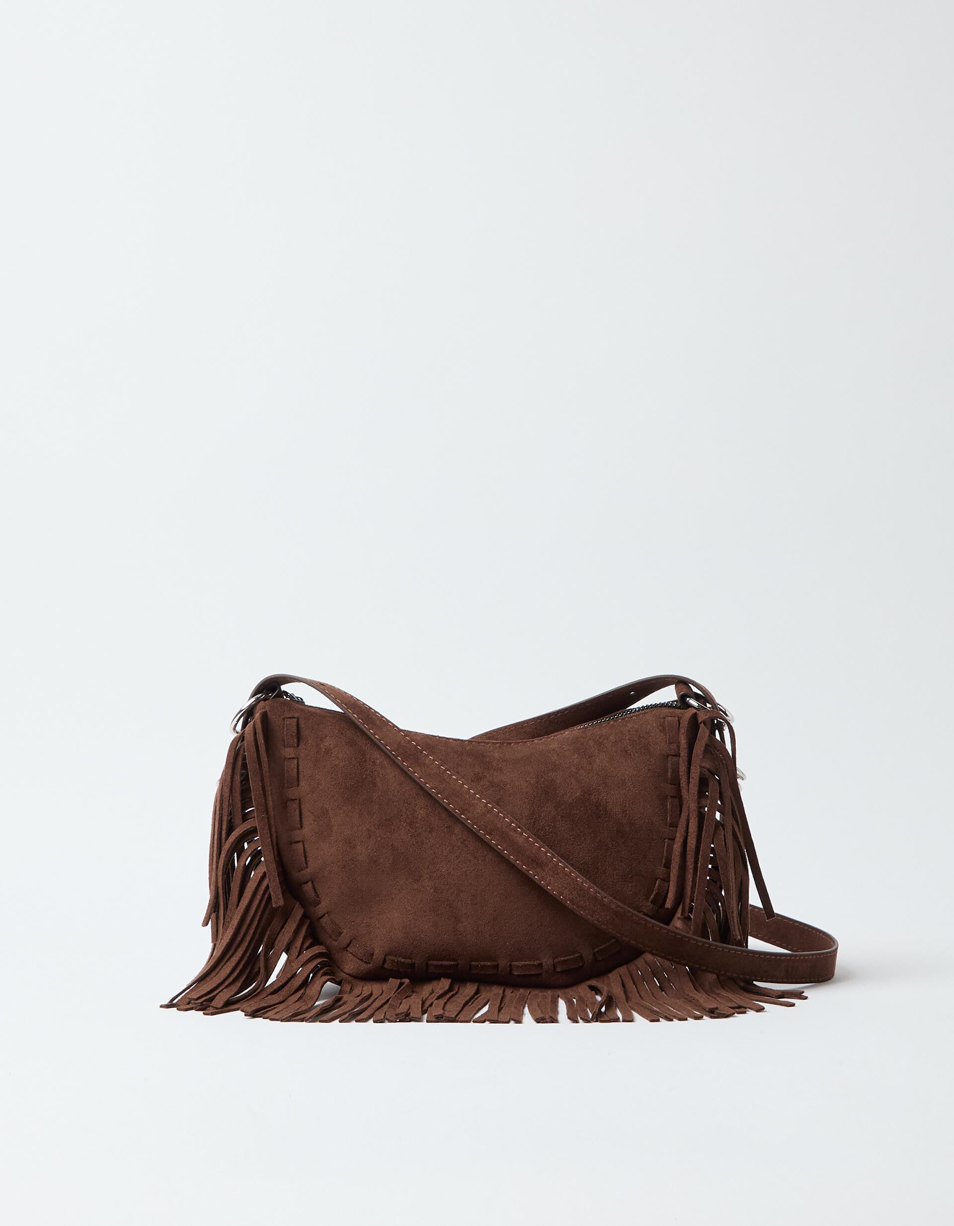 Comprar Online Mala Tiracolo Com Franjas, Mulher, Castanho 
