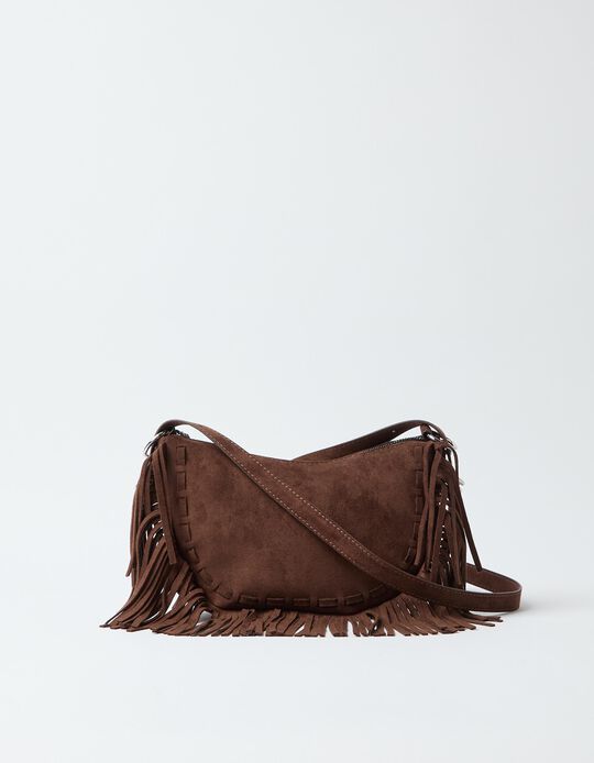 Comprar Online Mala Tiracolo Com Franjas, Mulher, Castanho 