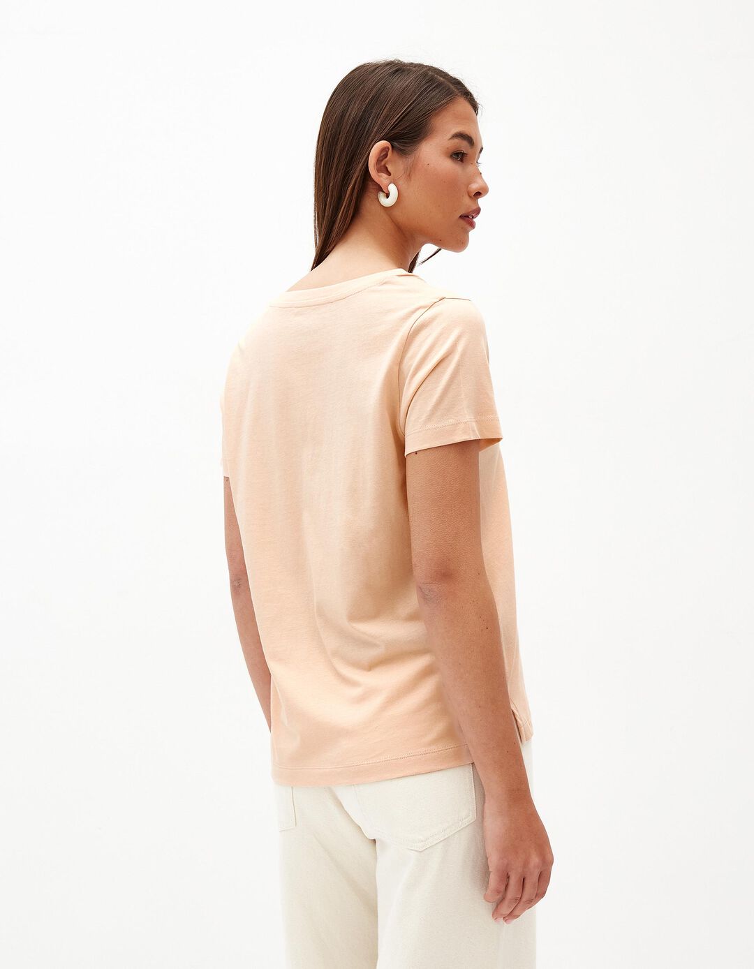 T-shirt Decote em V, Mulher, Rosa Claro