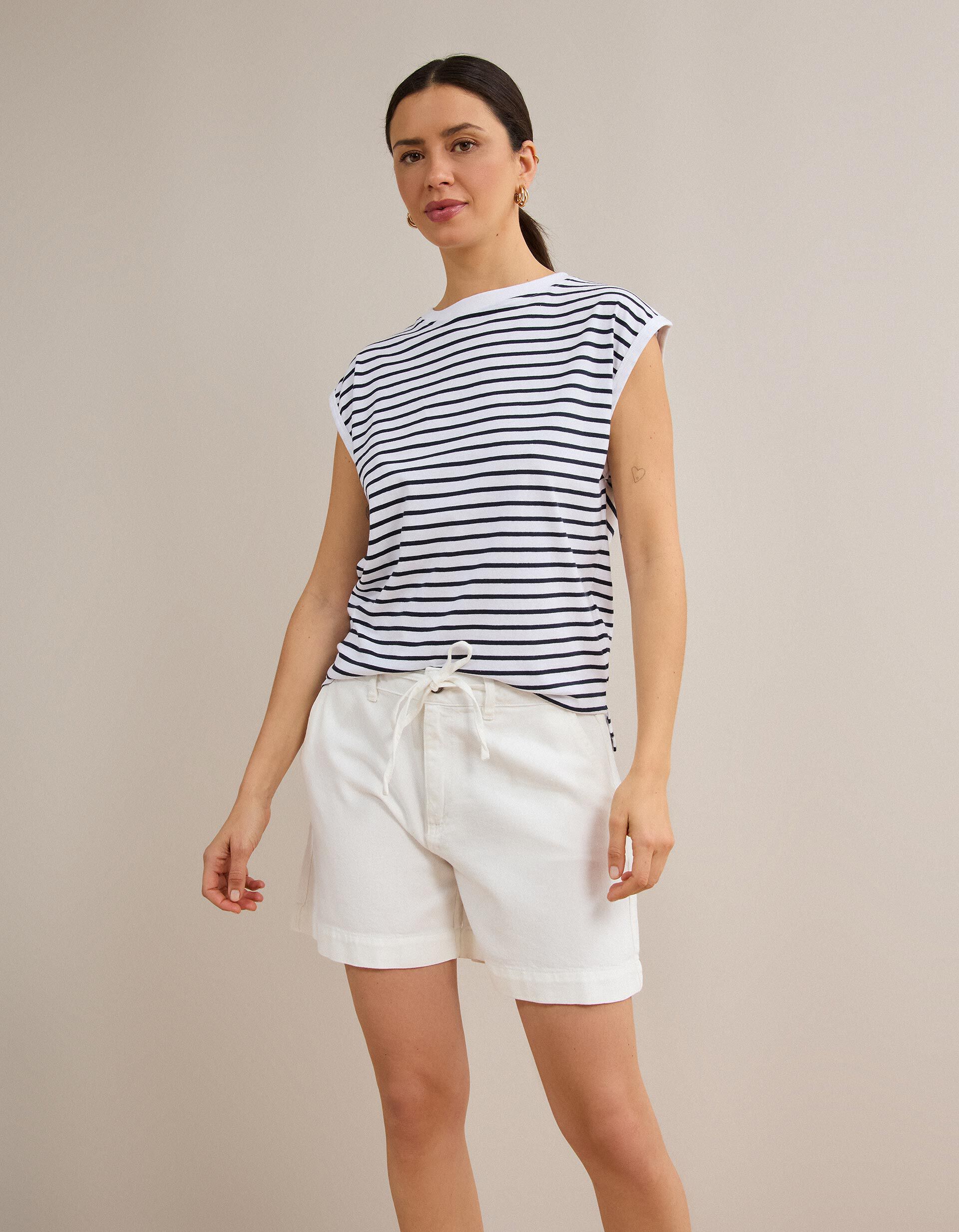 Comprar Online T-shirt &Agrave;s Riscas, Mulher, Branco