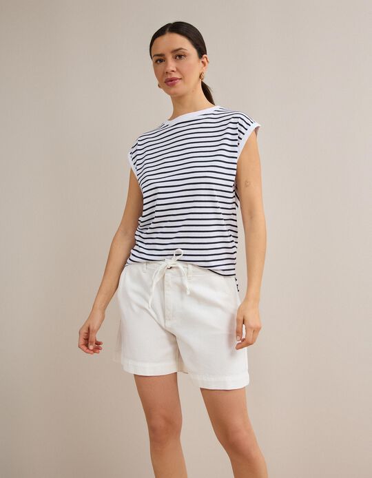 Comprar Online T-shirt &Agrave;s Riscas, Mulher, Branco