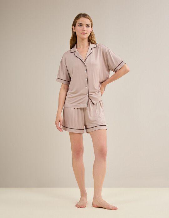 Comprar Online Pijama Em Viscose, Mulher, Bege