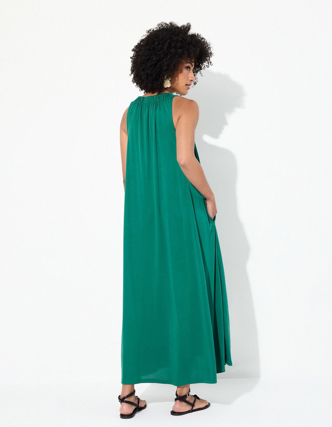 Vestido Comprido, Mulher, Verde
