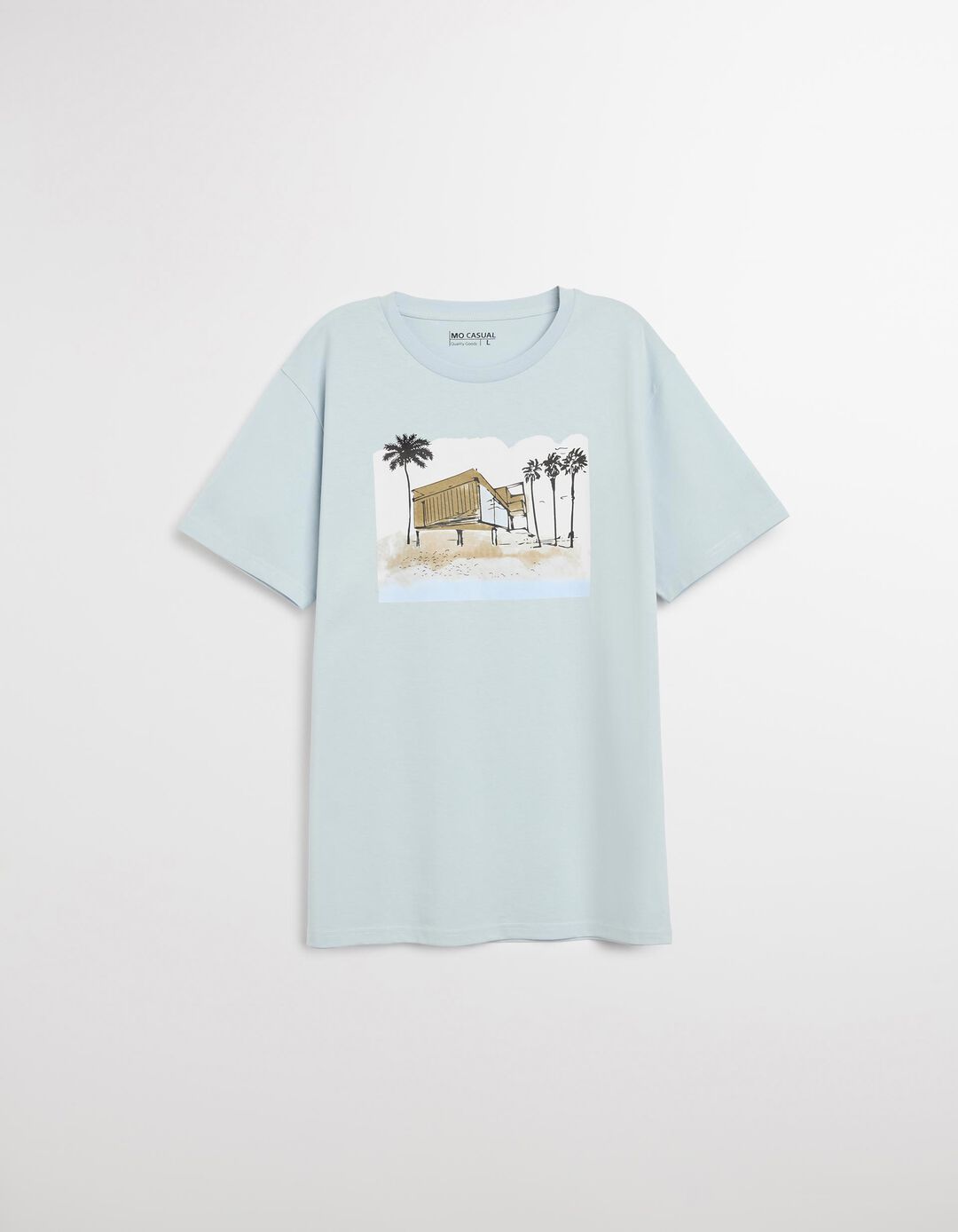 T-shirt Jersey Print, Homem, Azul Claro 