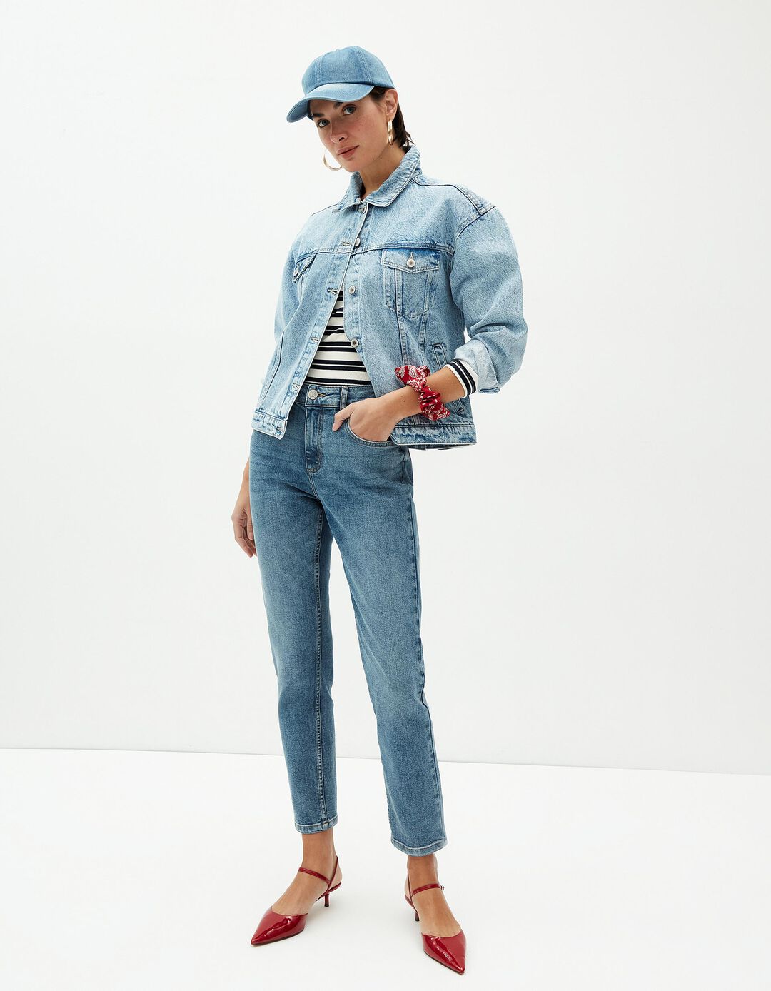 Calças de Ganga 'Slim Fit', Mulher, Azul Claro
