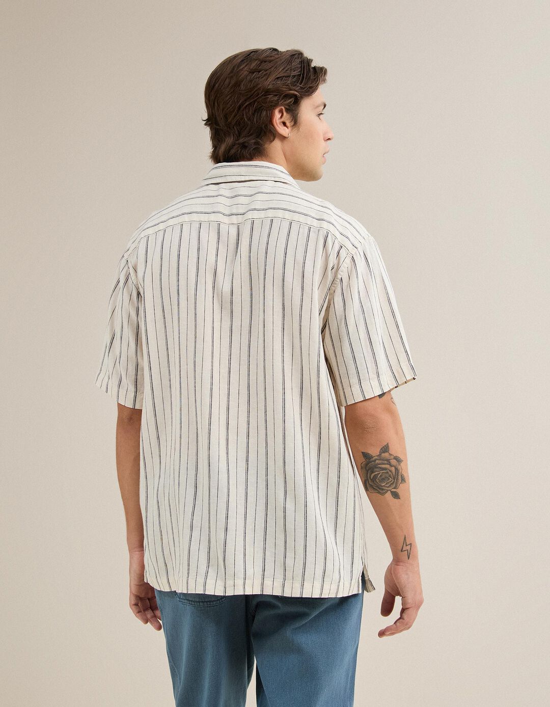 Camisa Com Linho, Homem, Bege Claro