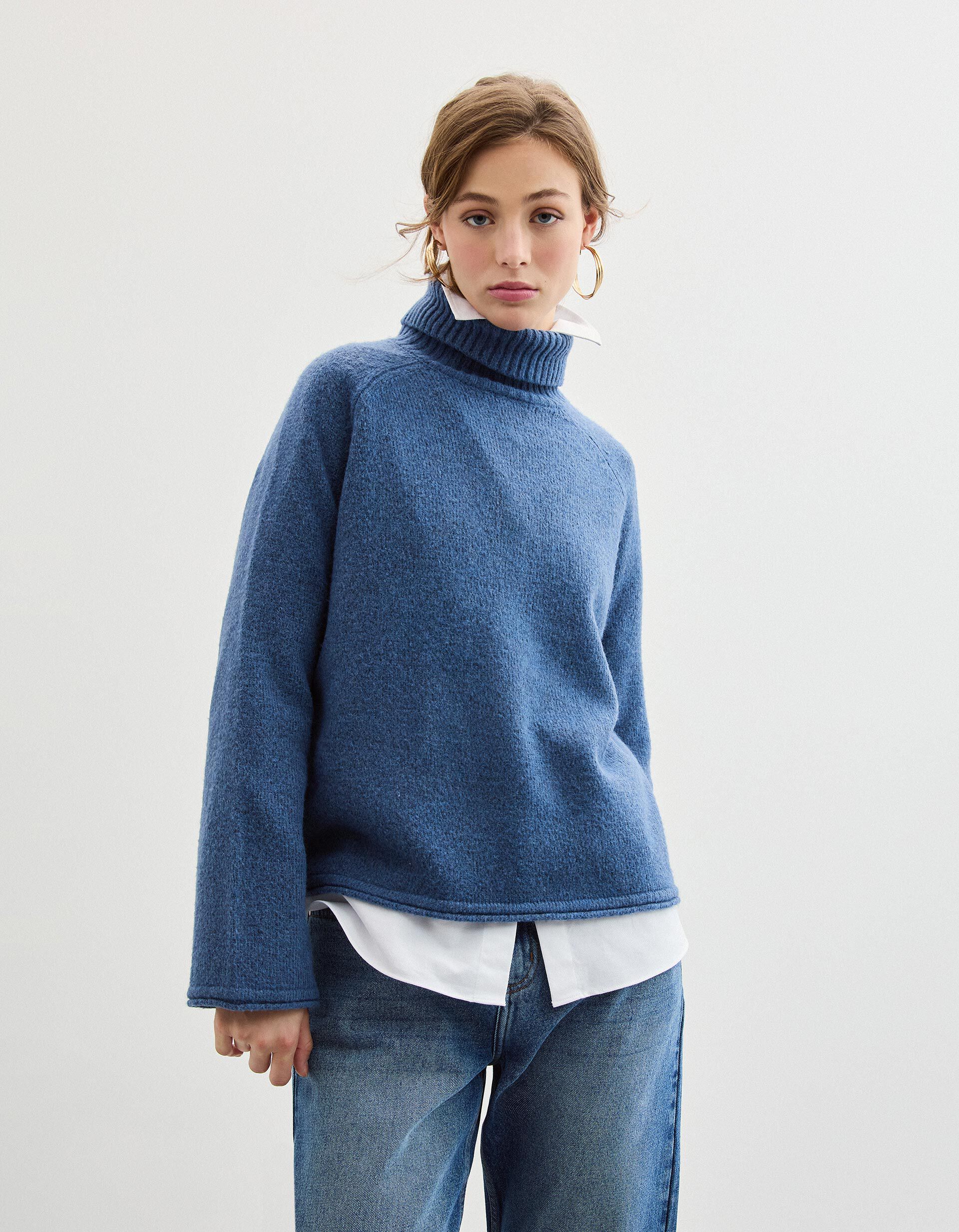 Camisola com Lã, Mulher, Azul Escuro