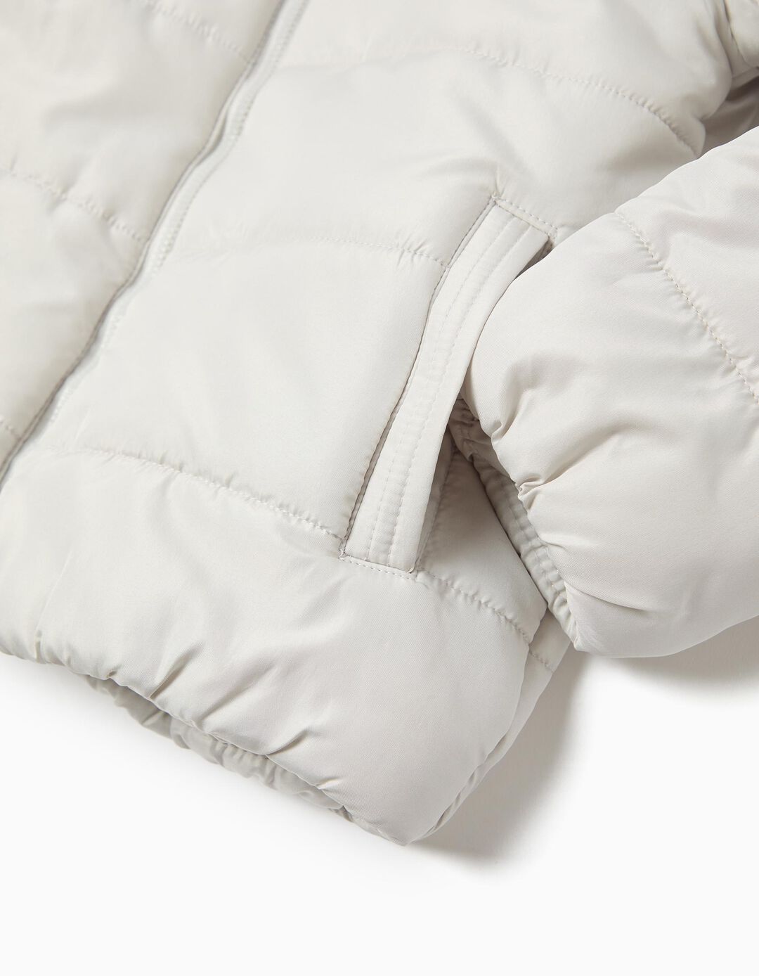 Casaco Acolchoado com Capuz, Menino, Cinzento