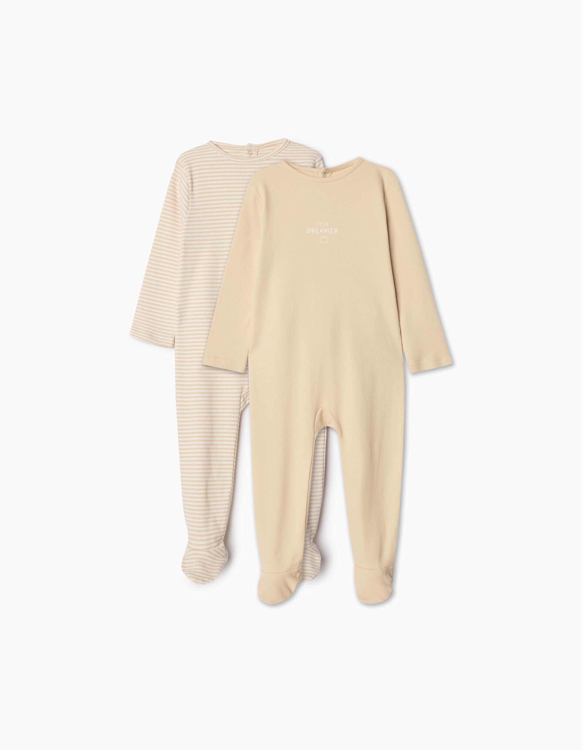 Comprar Online Pack 2 Babygrows Jersey, Beb&eacute;, Bege