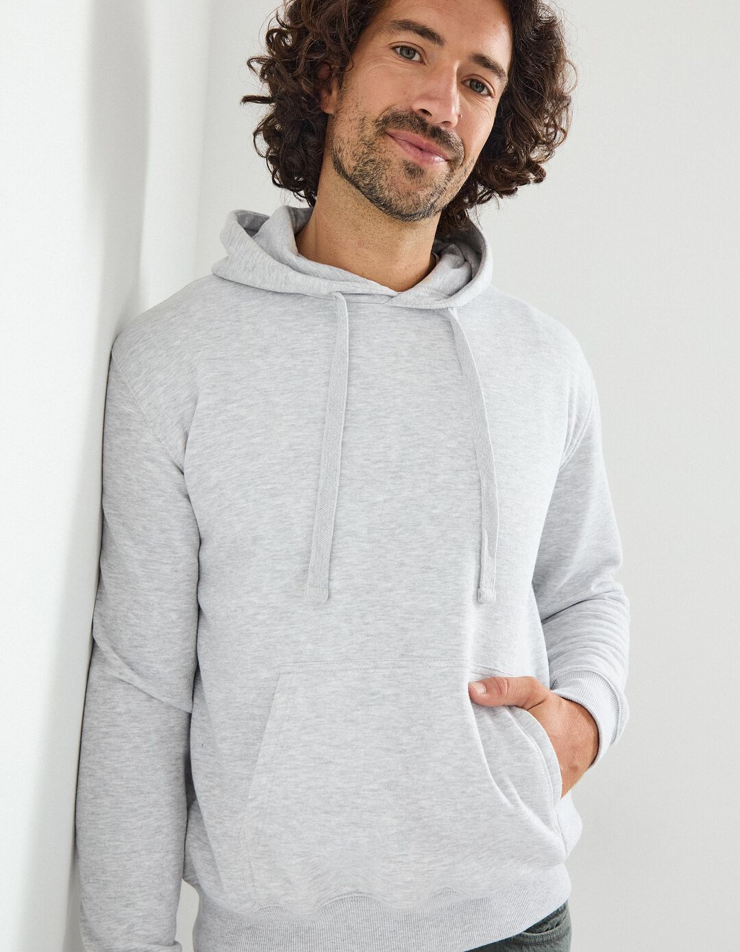 Sweatshirt com Capuz, Homem, Cinzento Claro