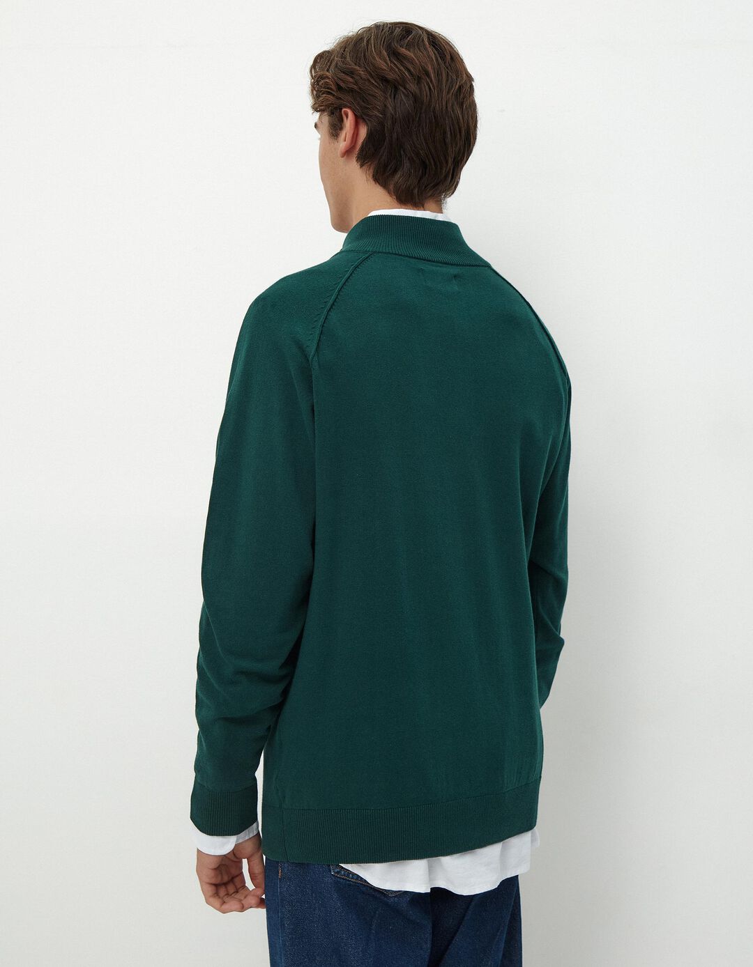 Camisola de Malha Fecho de Correr, Homem, Verde Escuro