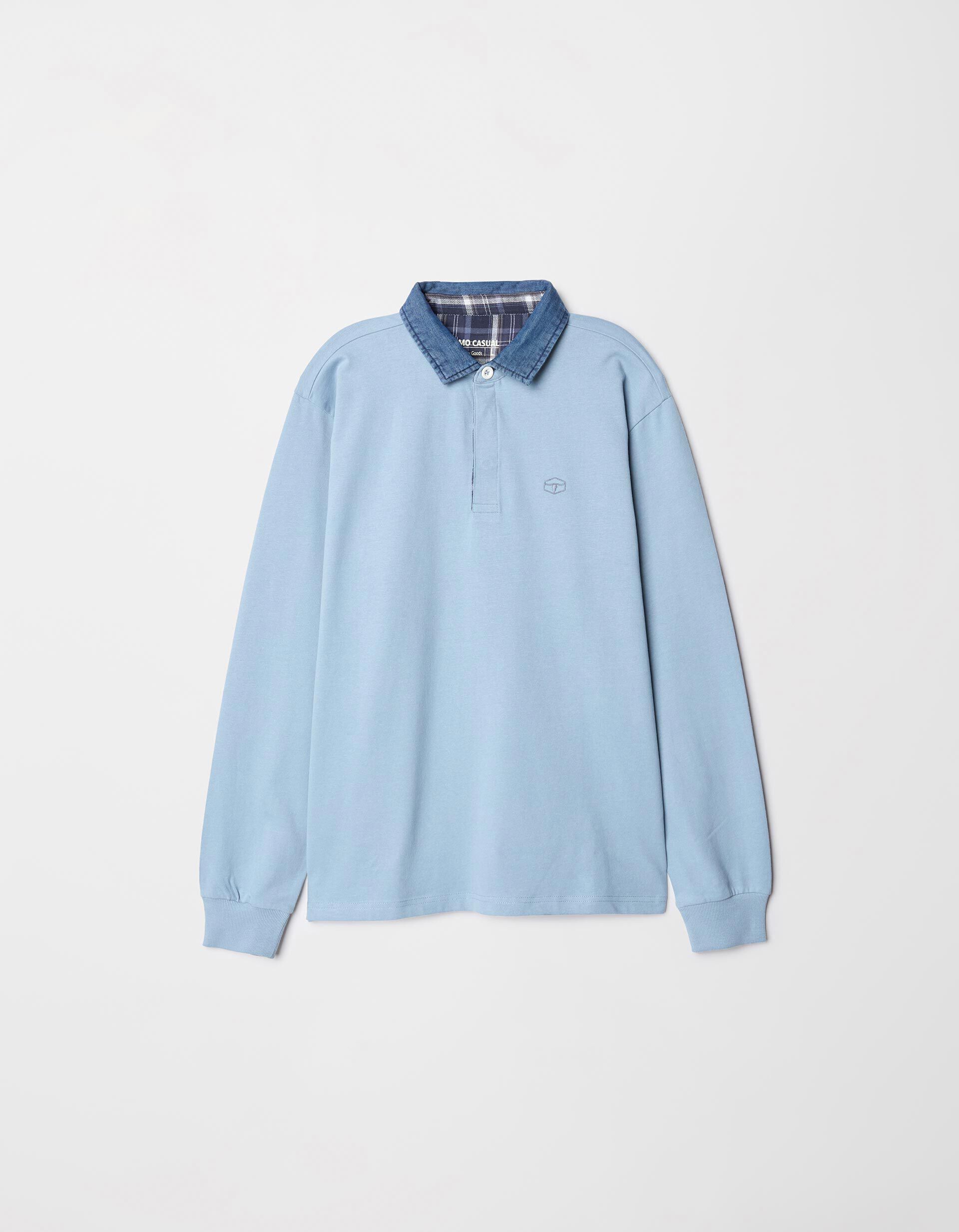 Comprar Online Polo de Manga Comprida Gola Ganga, Homem, Azul Claro