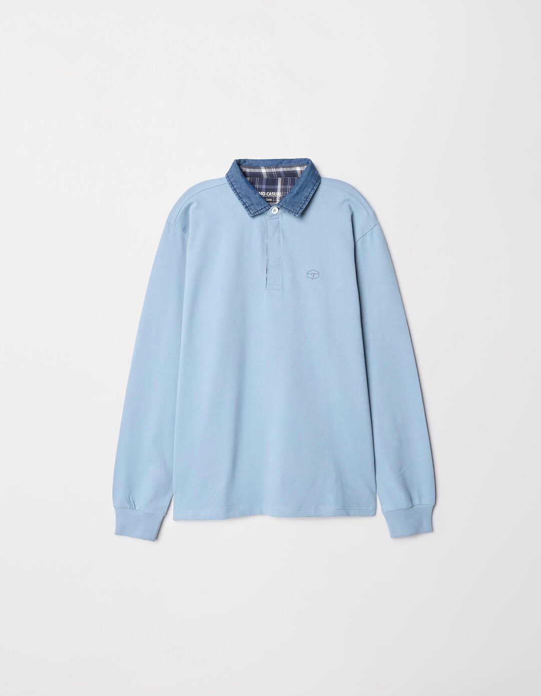 Polo de Manga Comprida Gola Ganga, Homem, Azul Claro