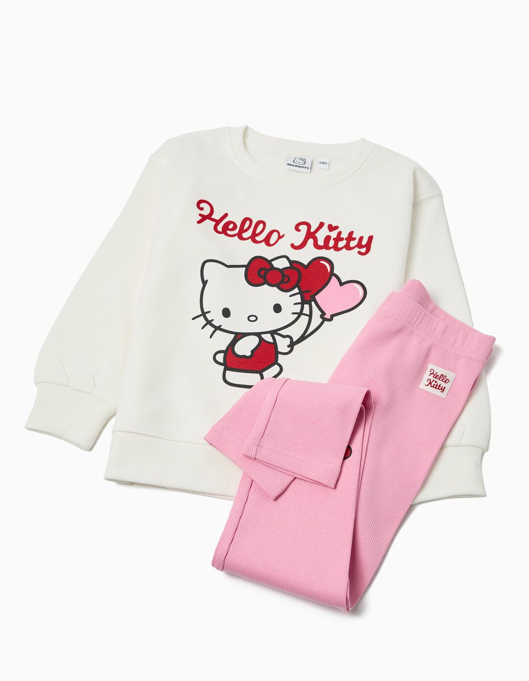 Conjunto Sweatshirt e Leggings 'Hello Kitty', Menina, Branco