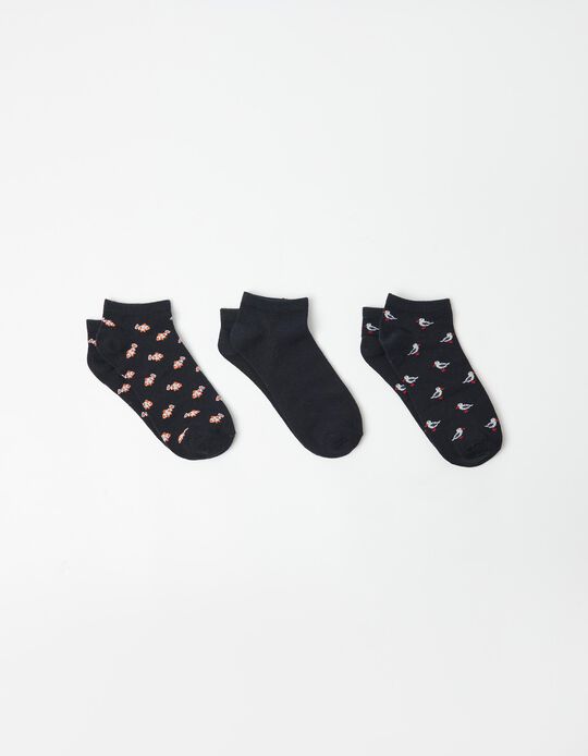 Comprar Online Pack 3 Pares de Meias Tornozelo, Homem, Azul Escuro