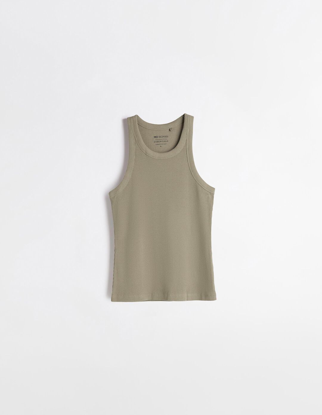 Tank Top Canelado, Mulher, Verde Escuro