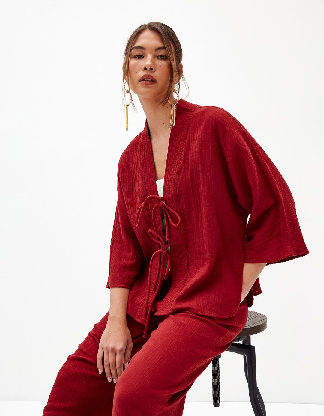 Kimono, Mulher, Vermelho Escuro 
