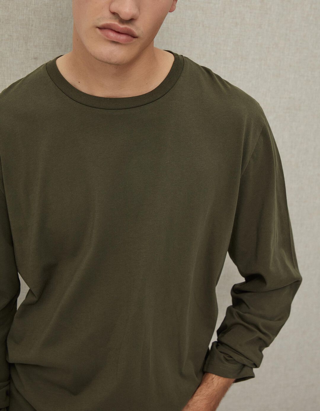 T-shirt de Manga Comprida, Homem, Verde Escuro
