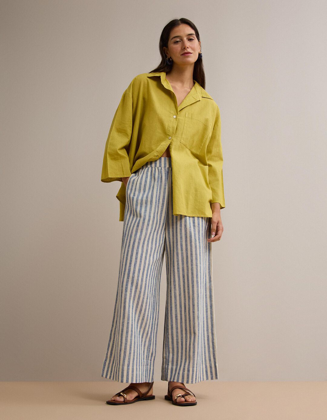 Blusa com Linho, Mulher, Amarelo