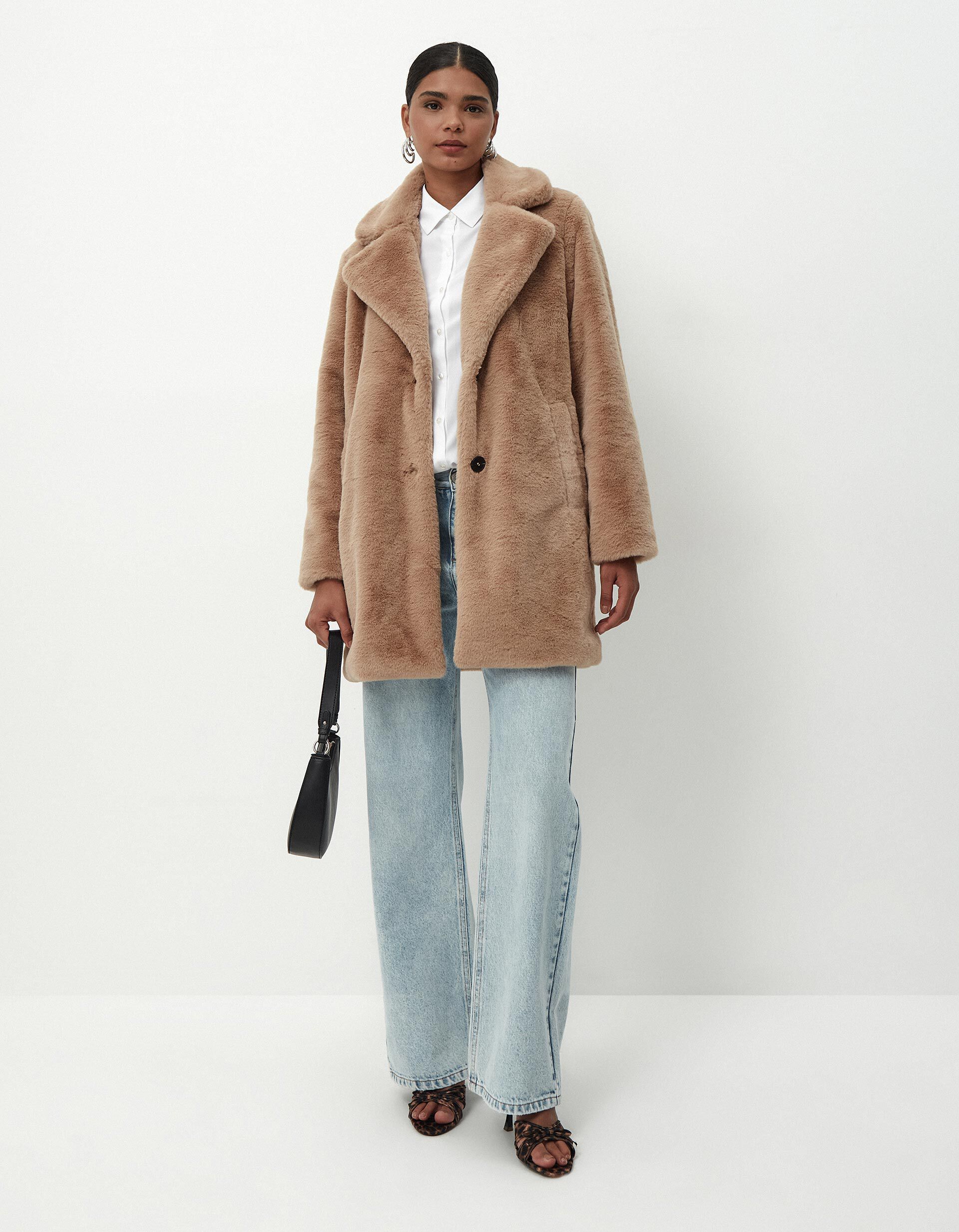 Comprar Online Casaco Pelo Sint&eacute;tico, Mulher, Bege 