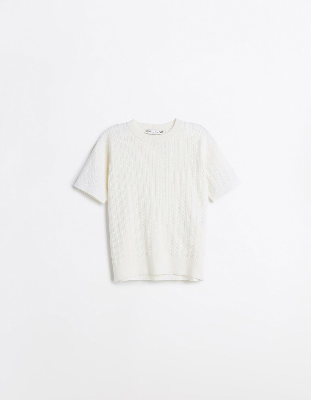 Camisola Tricotada Manga Curta, Mulher, Cru