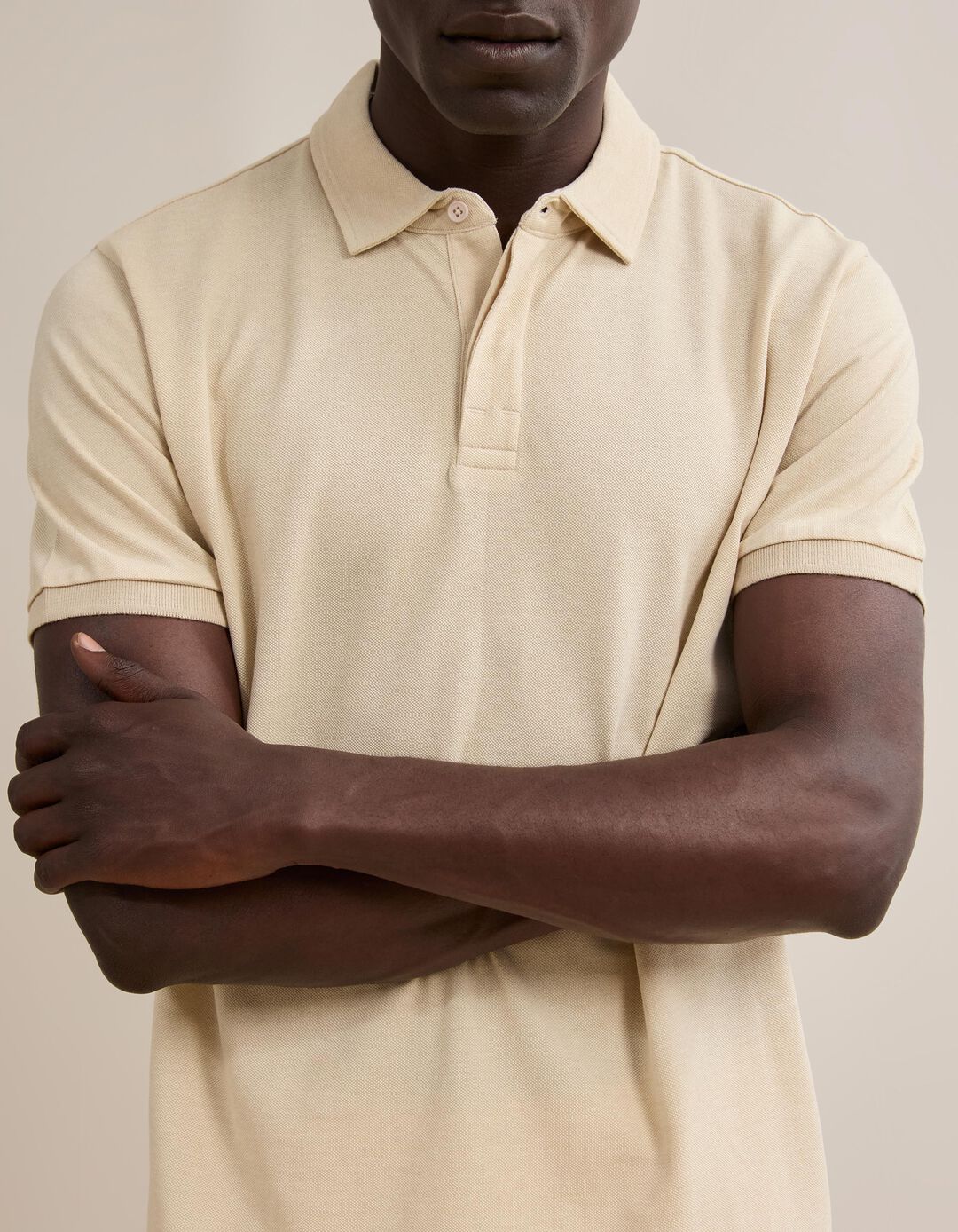 Polo Oxford Piquet, Homem, Bege Claro