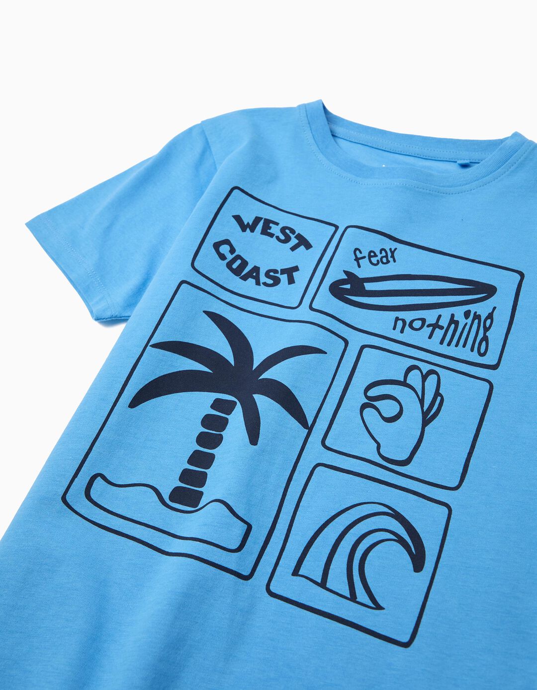 T-shirt Estampada, Menino, Azul Claro