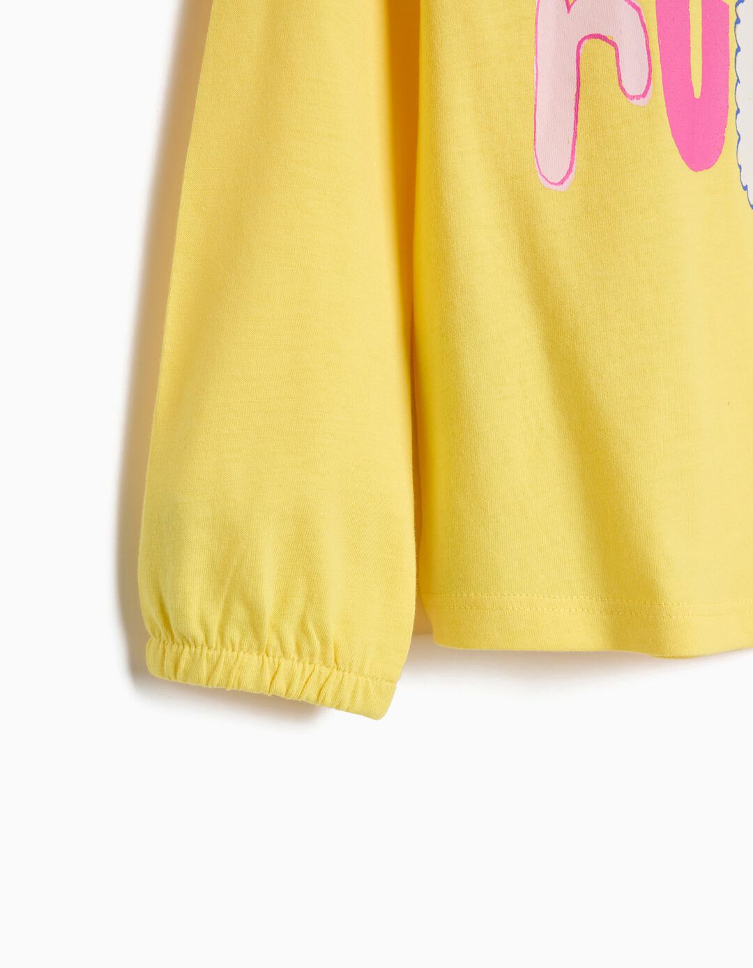 T-shirt Estampada Manga Comprida, Menina, Amarelo