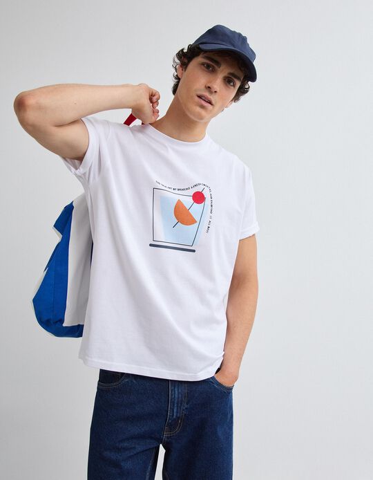 Comprar Online T-shirt Jersey Estampada, Homem, Branco