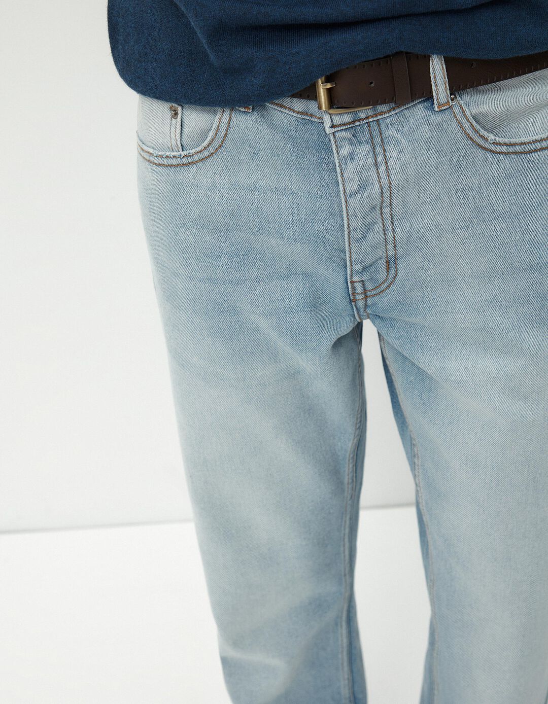 Calças de Ganga Straight Fit, Homem, Azul Claro