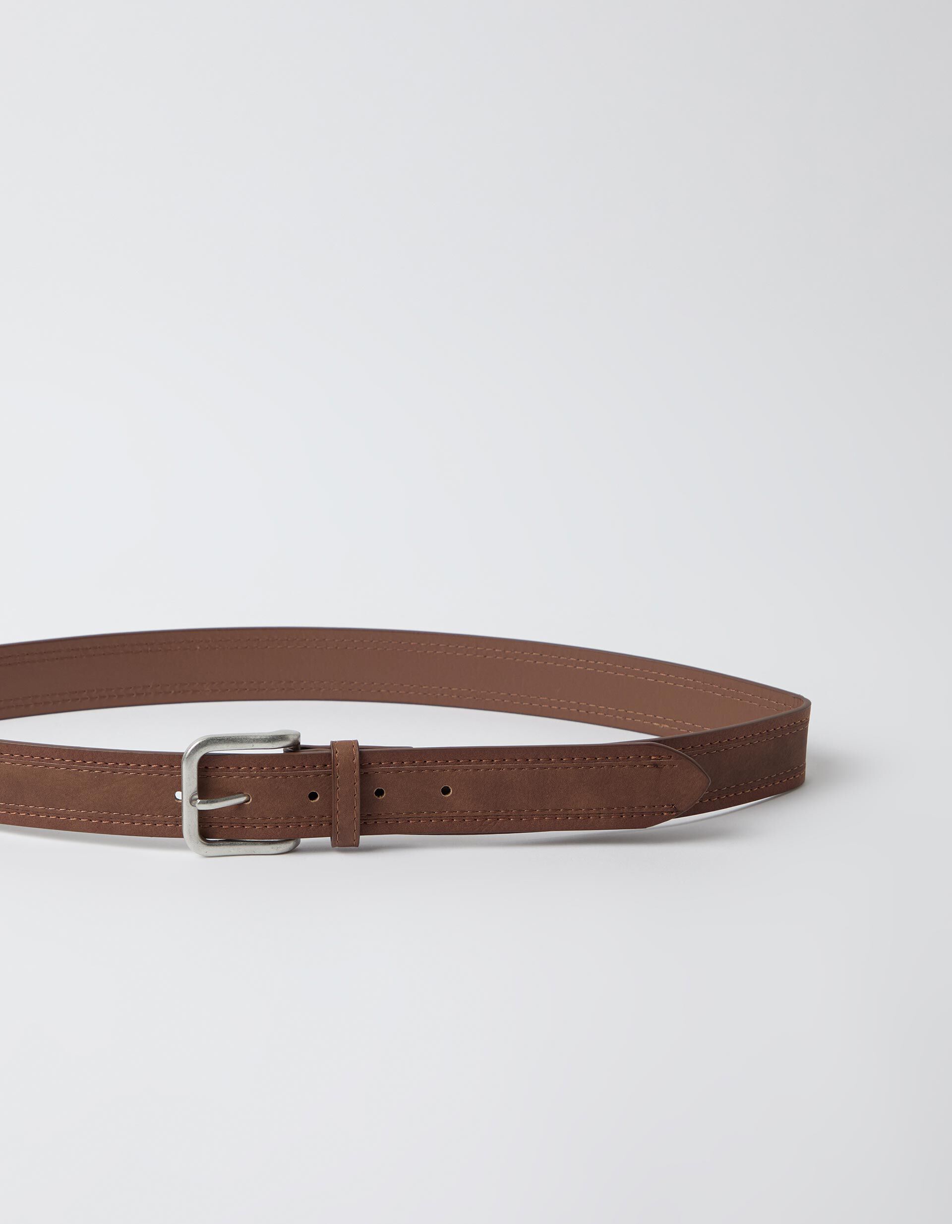 Comprar Online Cinto Com Pesponto, Homem, Castanho