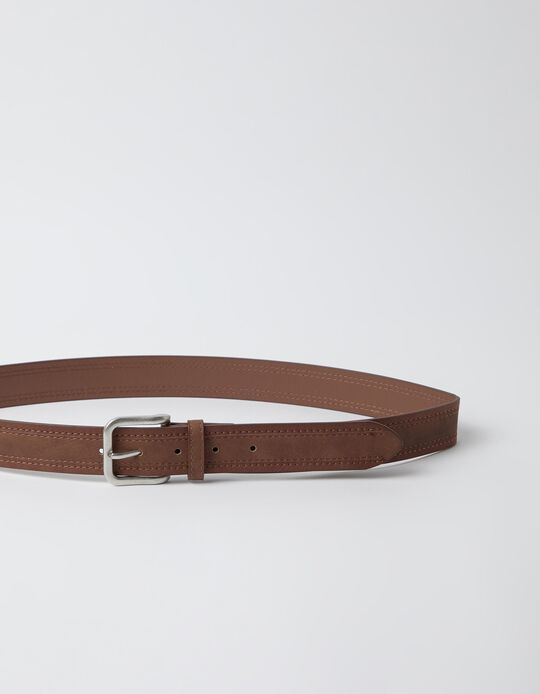 Comprar Online Cinto Com Pesponto, Homem, Castanho