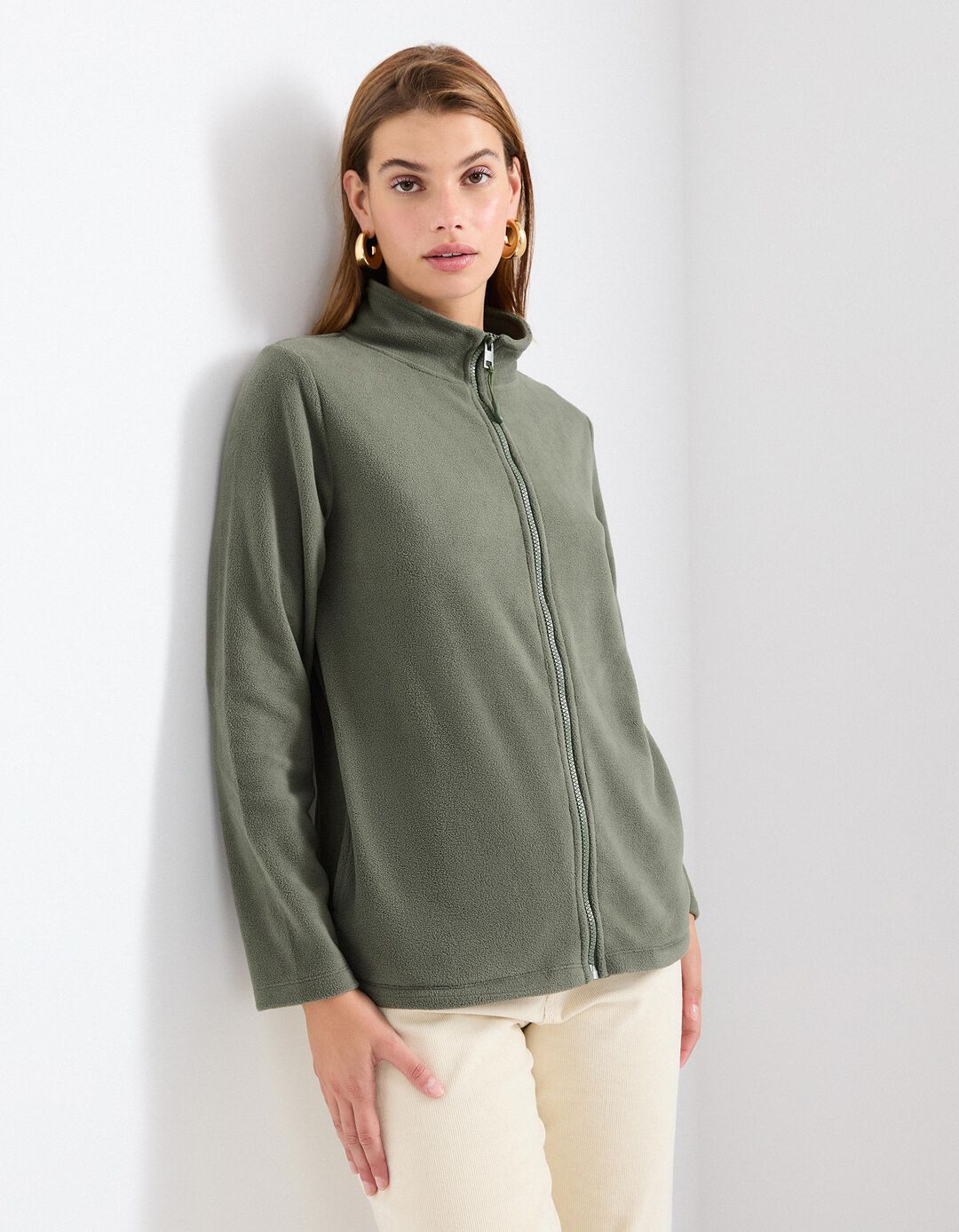 Casaco Polar, Mulher, Verde Escuro