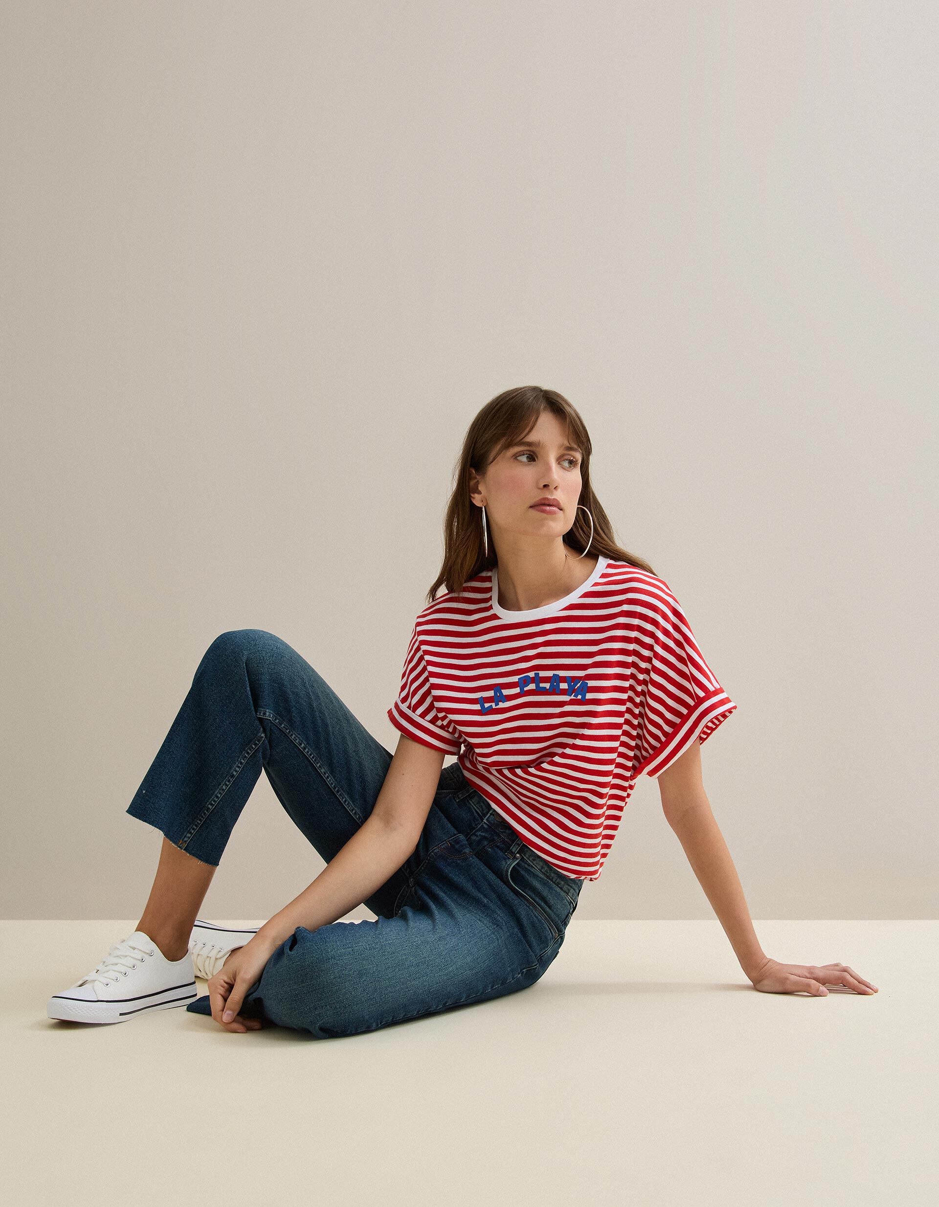 Comprar Online T-shirt Riscas, Mulher, Branco