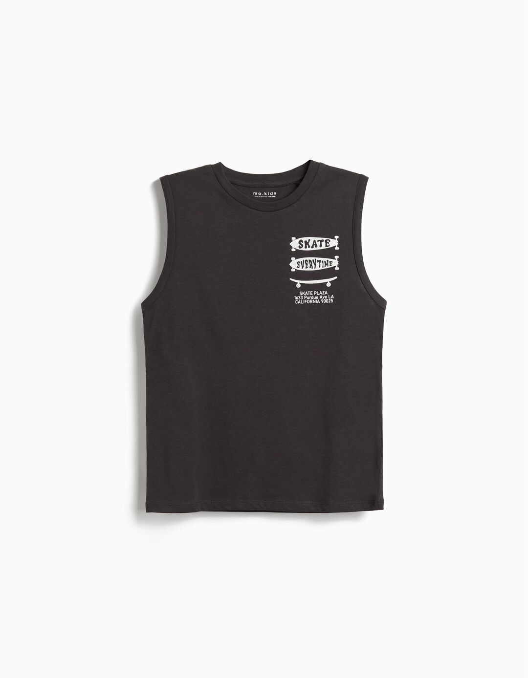 T-shirt sem Mangas, Menino, Cinzento Escuro