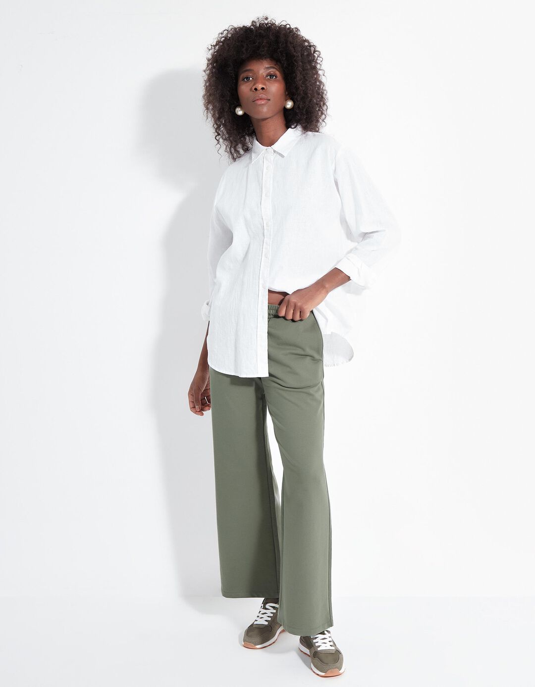 Joggers Wide Leg, Mulher, Verde Claro